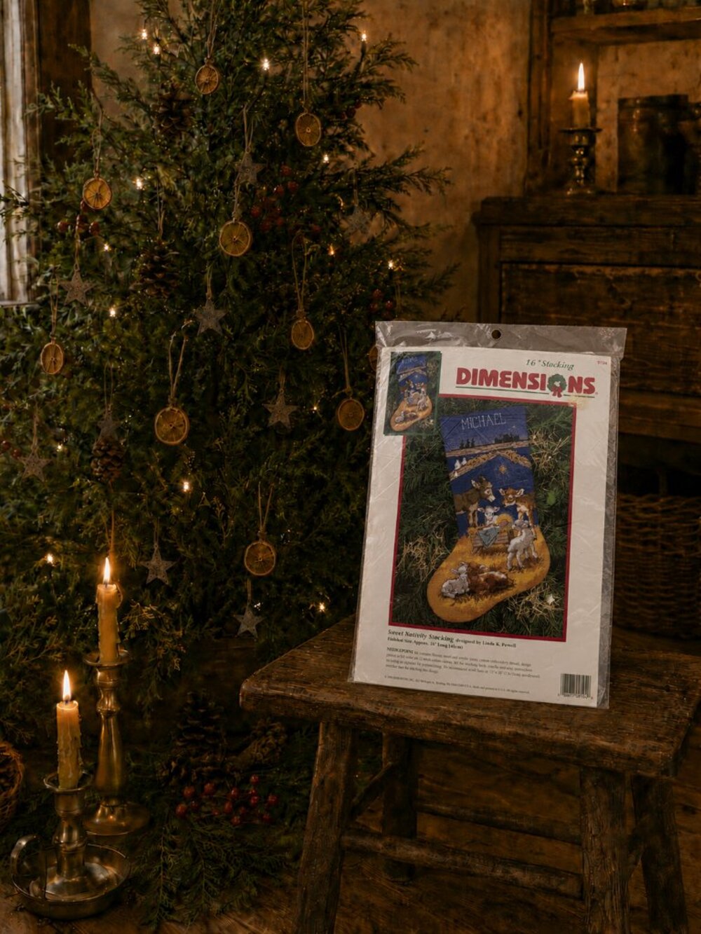 Vintage1996 Dimensions Sweet Nativity Needlepoint Stocking Kit 9104 Sealed